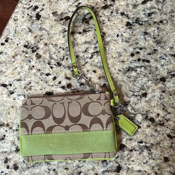 Coach Signature Wristlet in Lime - Picture 3 of 6